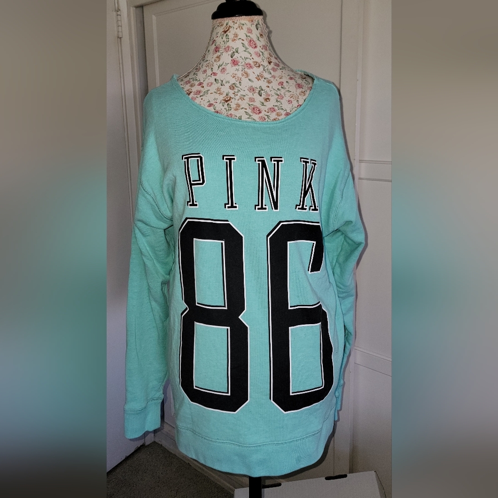 PINK Victoria's Secret Turquoise Sweatshirt Size Small